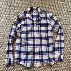 J. Crew Purple, White & Pink Plaid Button-Up Shirt